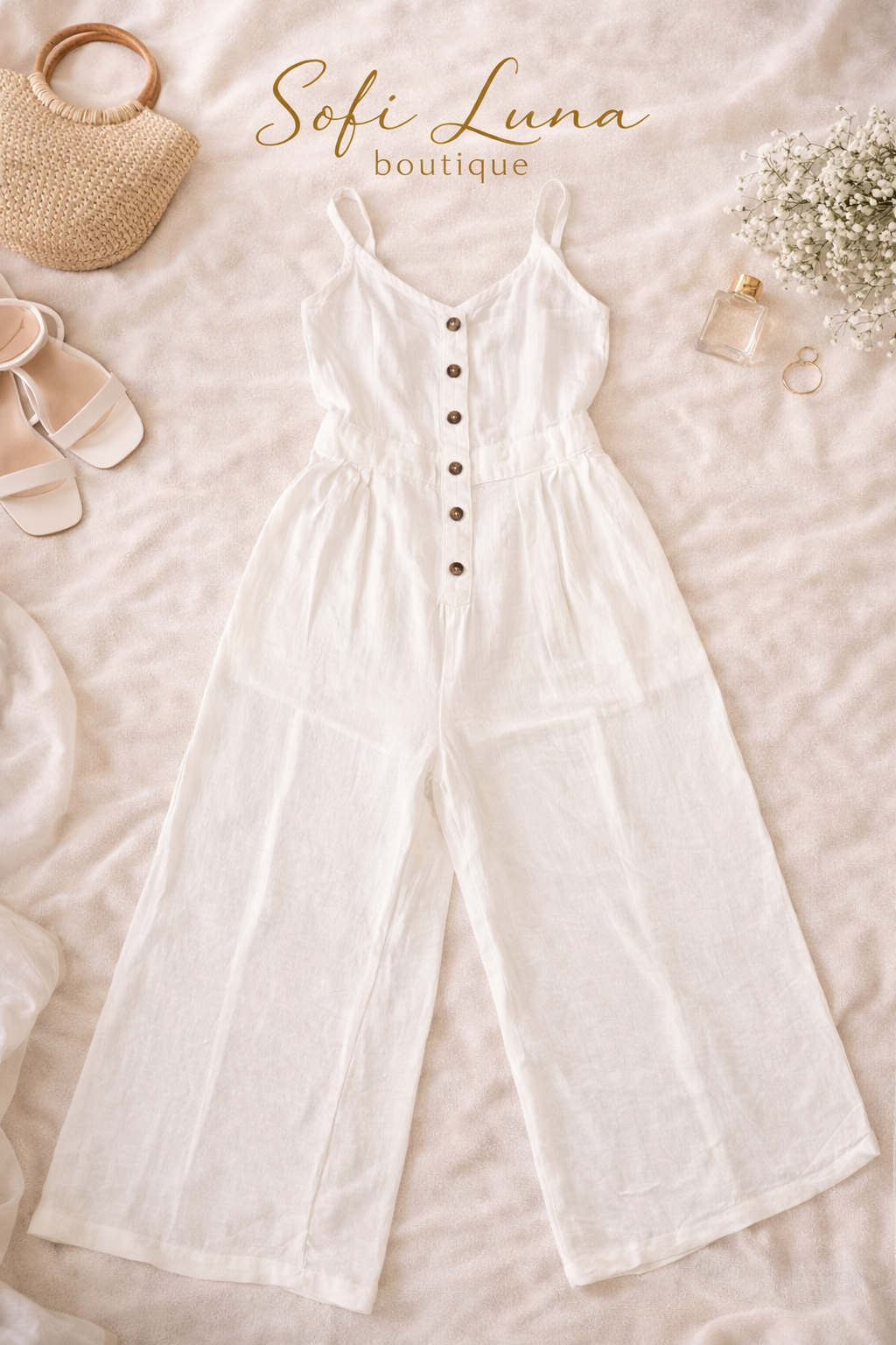Danielle Halter Button-front Jumpsuit