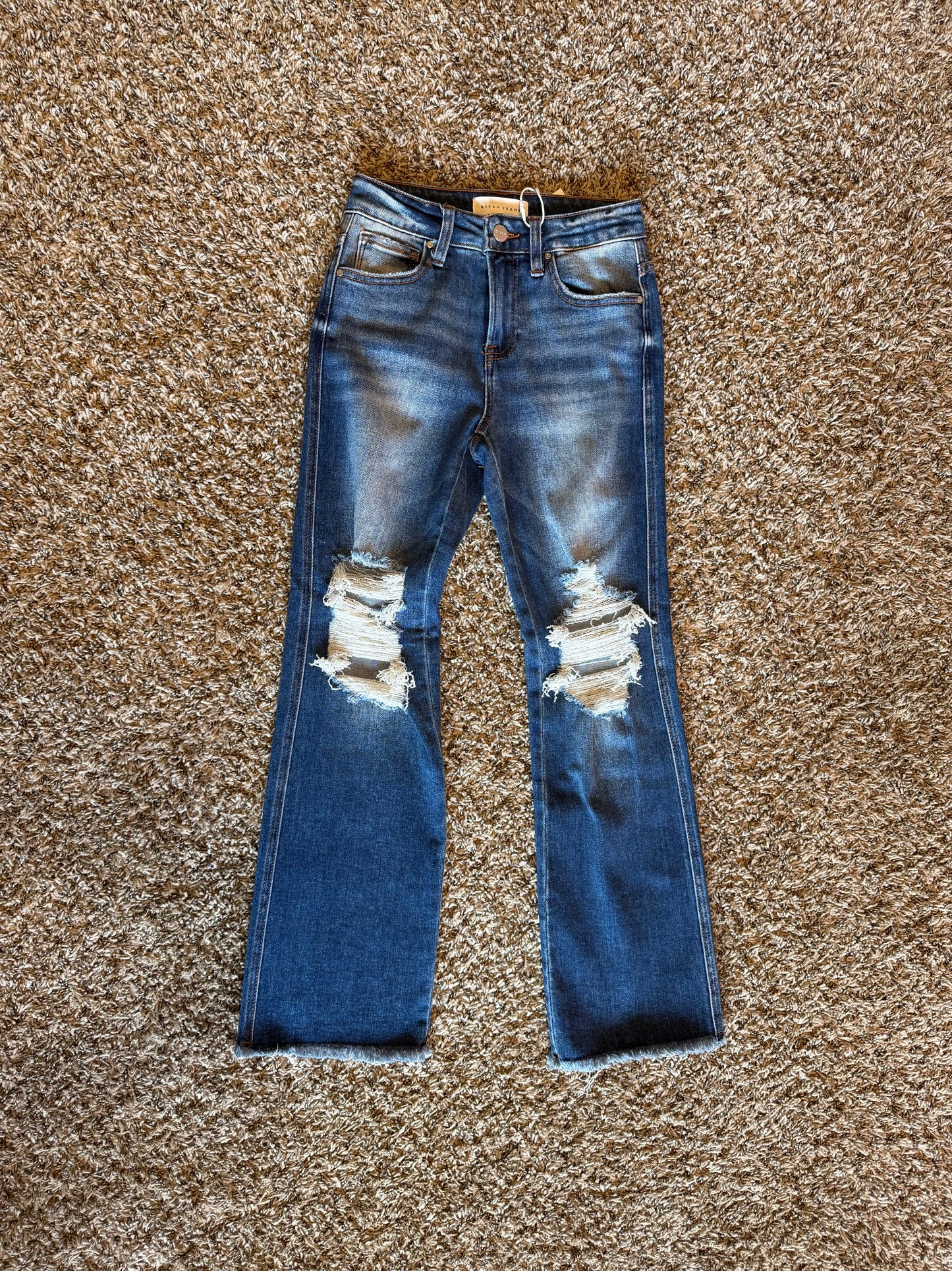 Mid-Rise Crop Flare Jeans