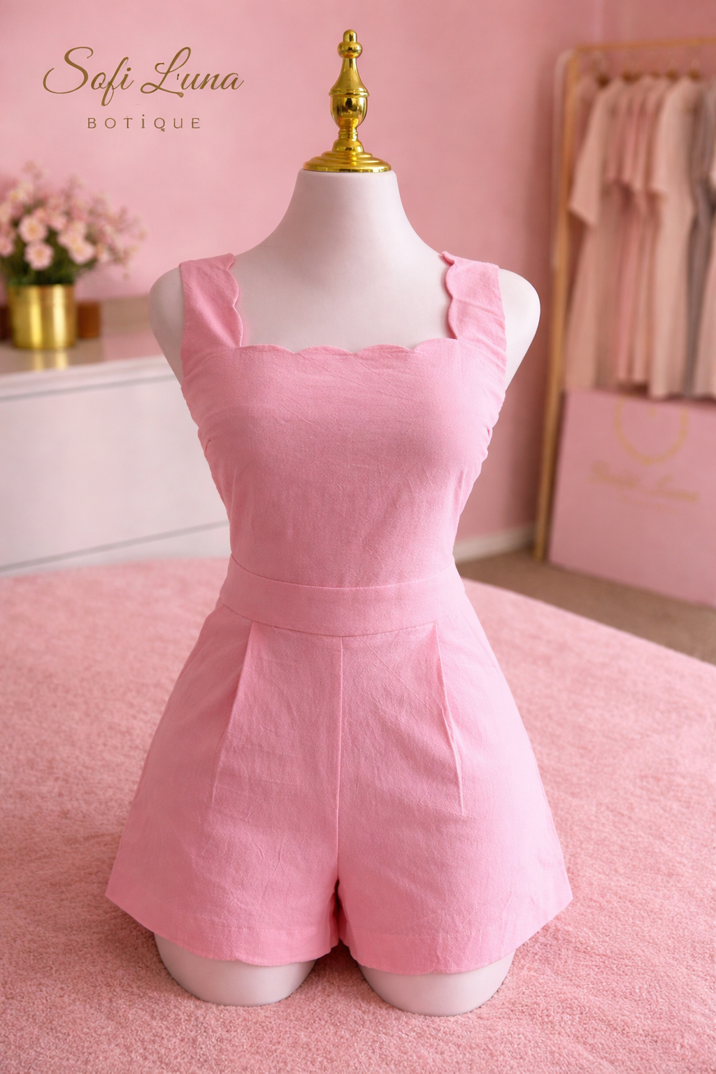 Sleeveless Scalloped Romper