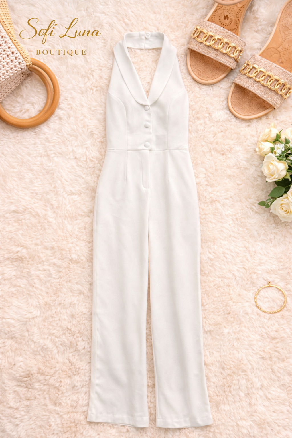 Halter Button Down Jumpsuit