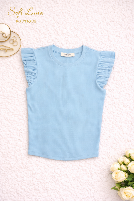 Angela Sleeve Ribbed Cropped Top