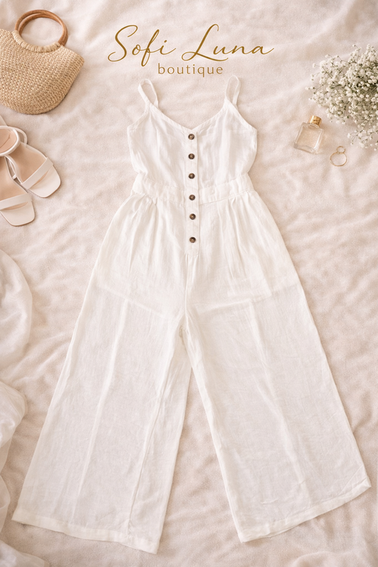 Danielle Halter Button-front Jumpsuit