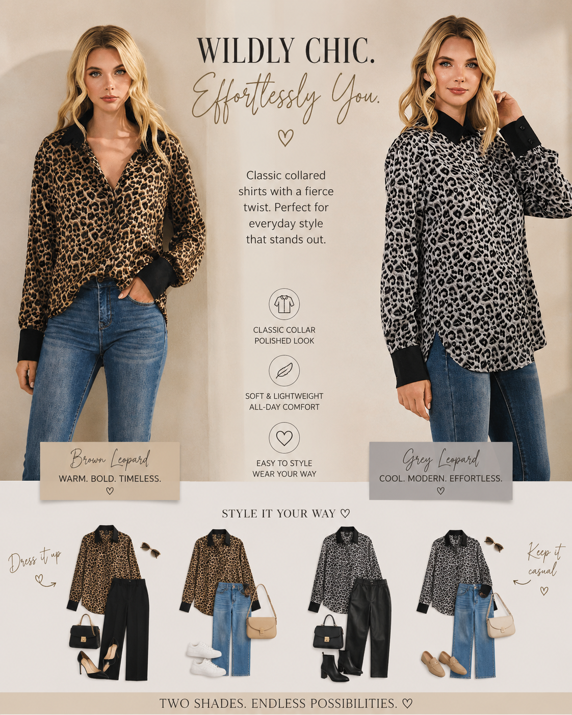 Zara Leopard Dress Shirt