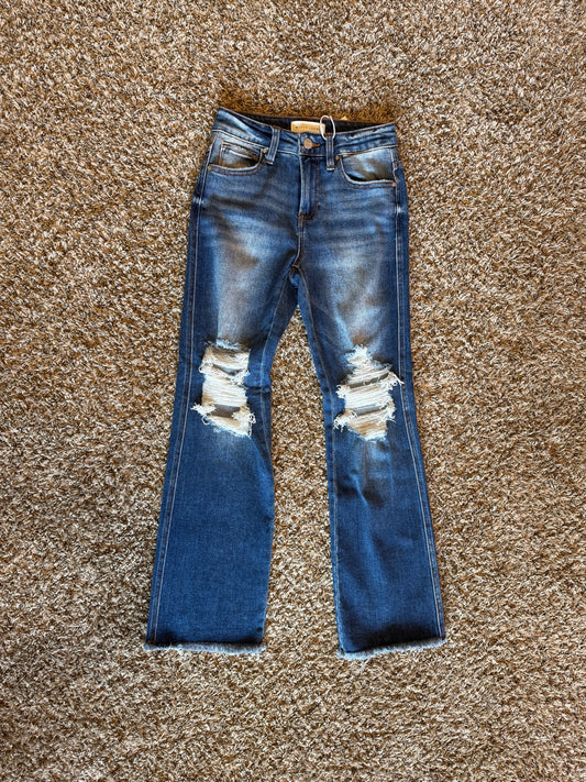Mid-Rise Crop Flare Jeans