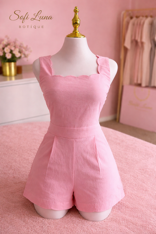 Sleeveless Scalloped Romper