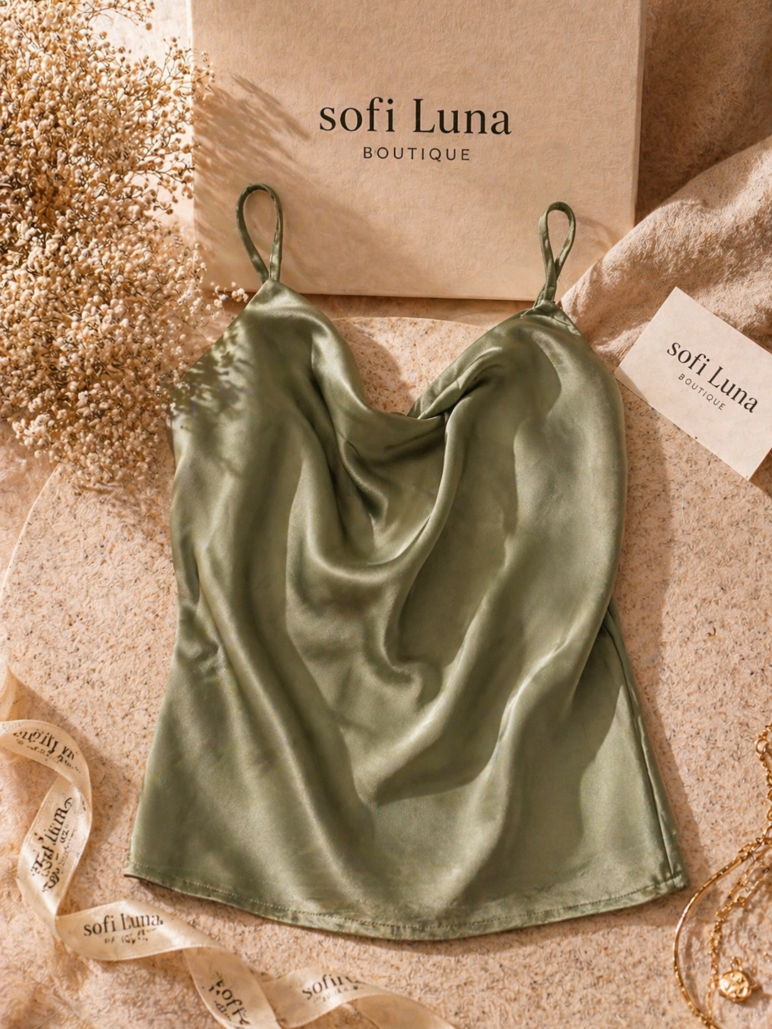Satin Cowl Neck Cami Top