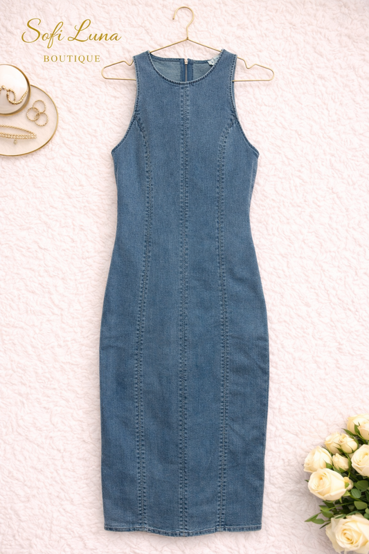 Sleeveless Denim Midi Dress