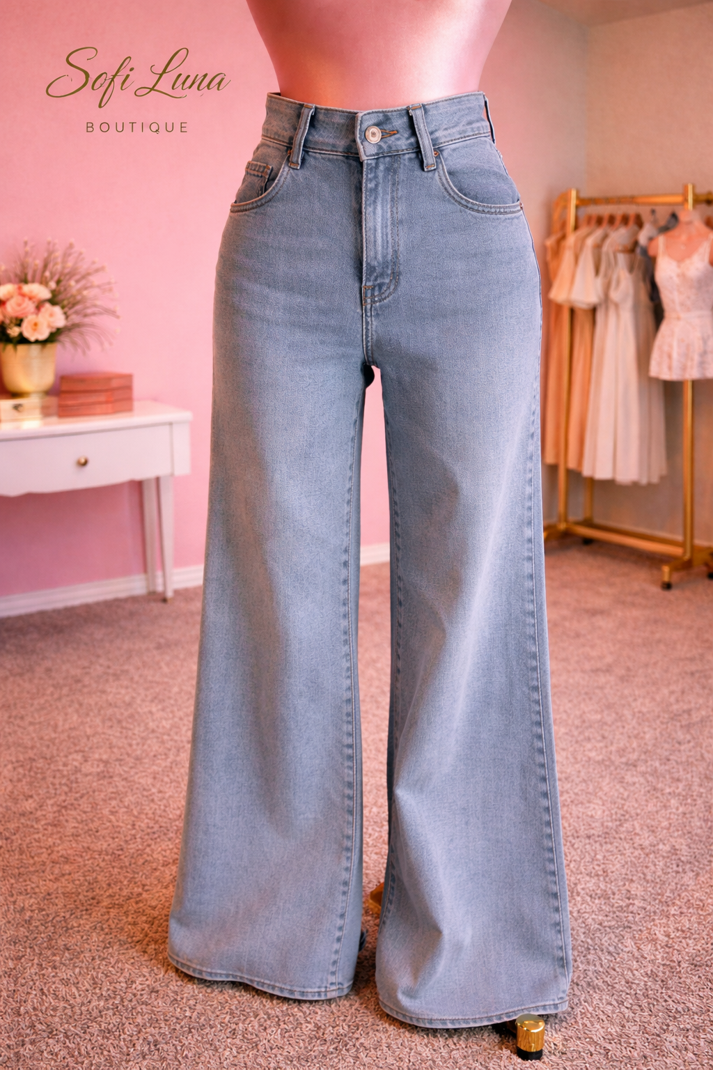 High Waisted Wide Leg Denim