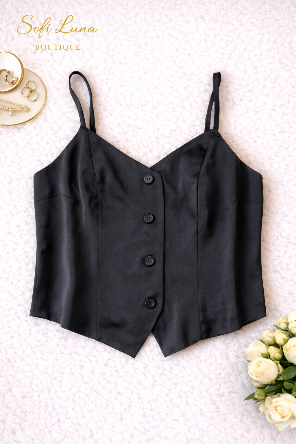 Satin Button Down Cami Corset Blouse
