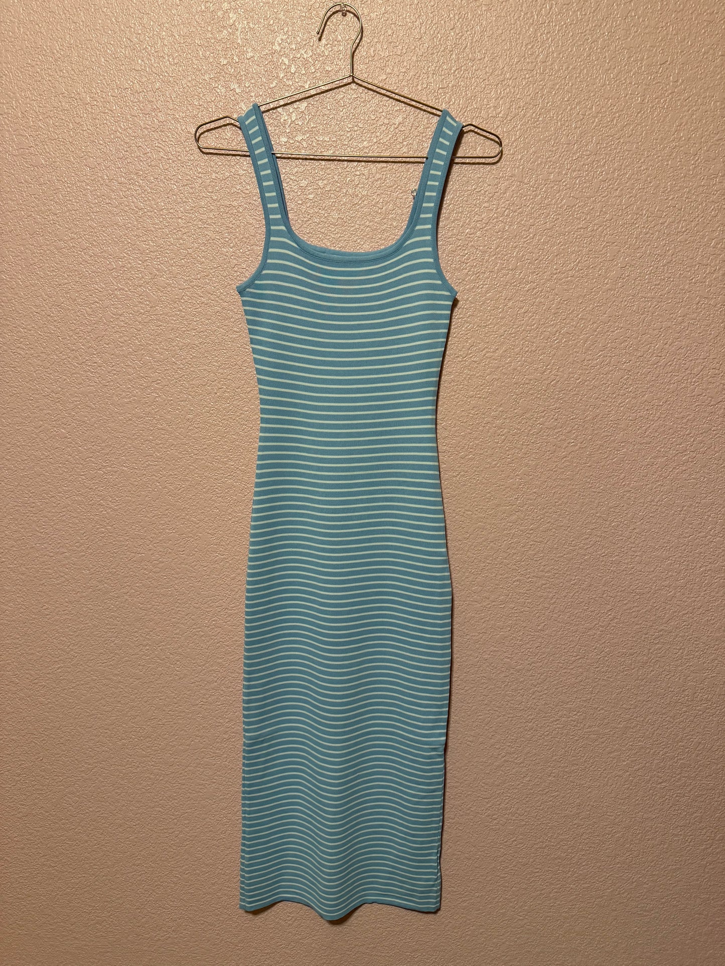 Striped Midi Dress w/ Back Slit
