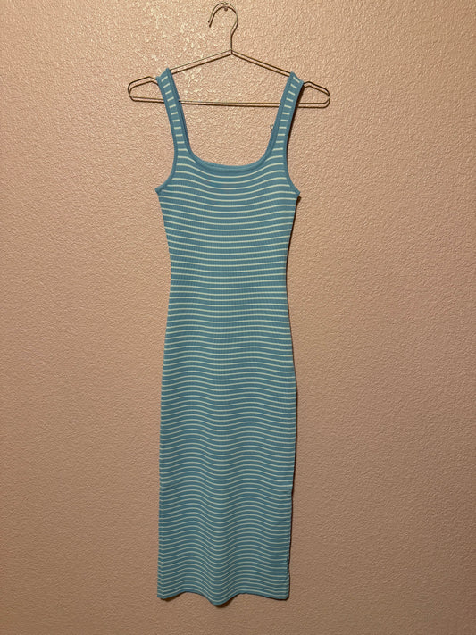 Striped Midi Dress w/ Back Slit