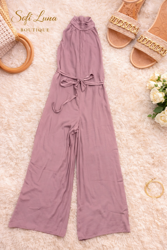 Sleeveless Mock Neck Jumpsuit