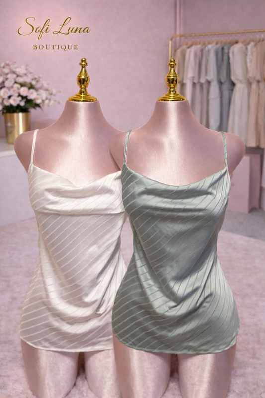 Hazel Satin Lace Striped Cami top