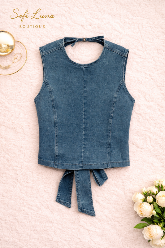 Sleeveless Denim Top
