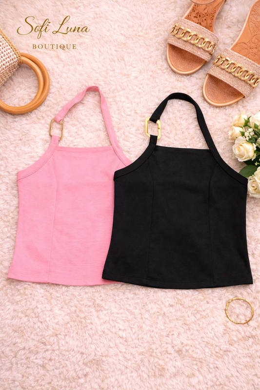 Helen Halter Top With Gold Loop