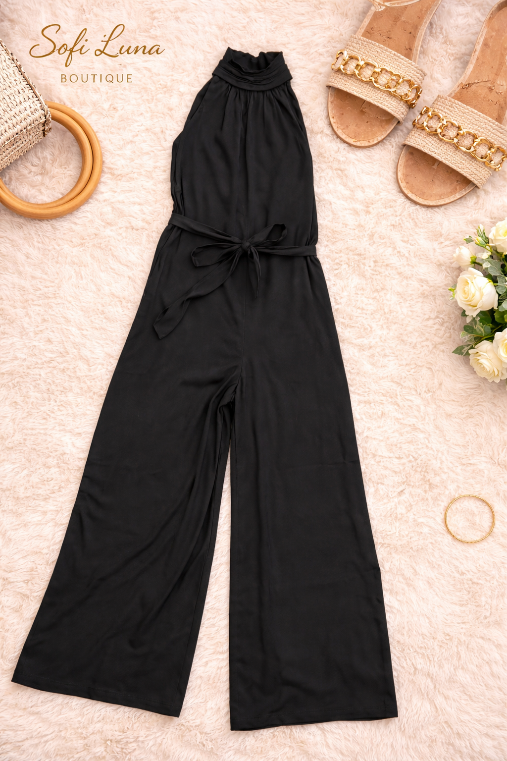 Sleeveless Mock Neck Jumpsuit