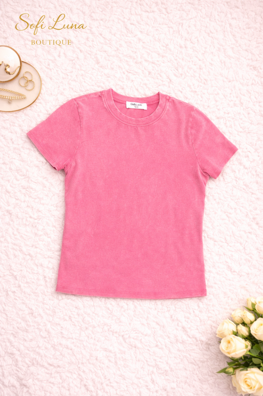 Mineral Washed Crew Neck Top