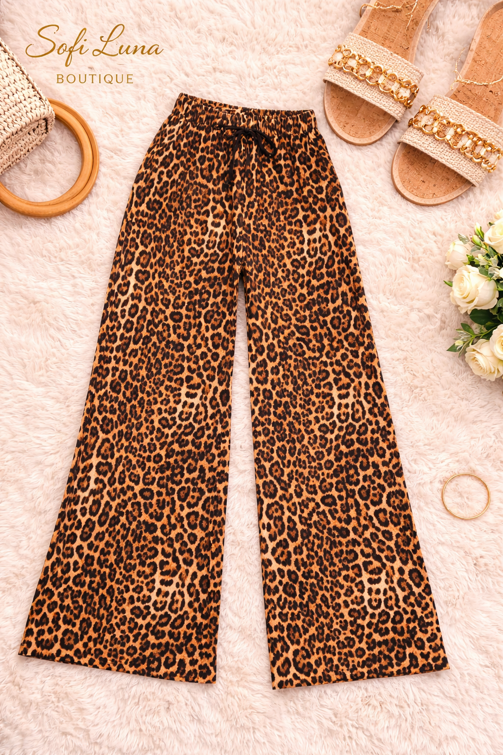 Yessie Leopard Print Wide-Leg Pant