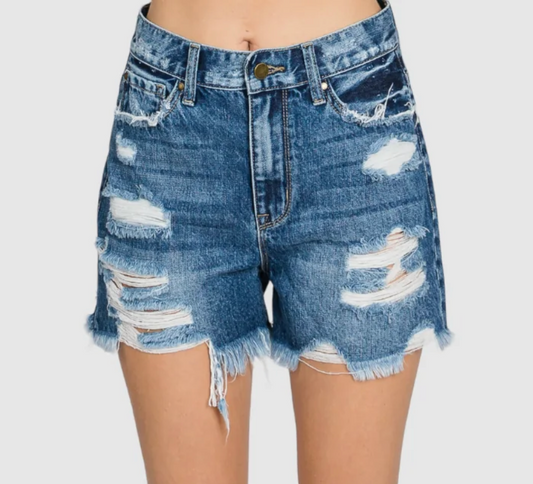 High Rise Rigid Mom Shorts